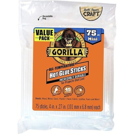 Gorilla Glue Glue Sticks, Mini, f/Glue Guns, High/Low, 7Clear GOR3027502